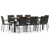  Jedilna garnitura 9-delna z blazinami črn poli ratan | Shoptok.si