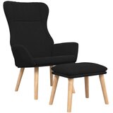  Stolica za opuštanje s tabureom od tkanine crna | shoptok.hr