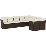vidaXL 9-dijelni set vrtnih sofa s jastucima poliratan smeđi | shoptok.hr