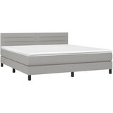 Krevet box spring s madracem LED svjetlosivi 160x200 cm tkanina | Eponuda.com