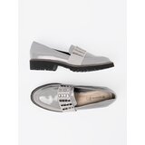 GOODIN Grey lacquered loafers with silver studs | Shoptok.si