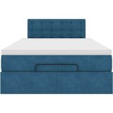 vidaXL Otomanski posteljni okvir z vzmetnico moder 120x200 cm žamet | Shoptok.si