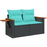 vidaXL Vrtna sedežna garnitura 7-delna z blazinami črn poli ratan, (21093808) | Shoptok.si
