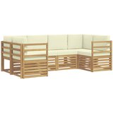 vidaXL Kotna sedežna garnitura z blazino 6 pcs Bela in krem Poliester, (5000270100) | Shoptok.si