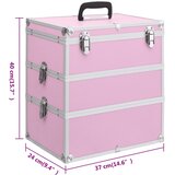  Kovčeg za šminku 37 x 24 x 40 cm ružičasti aluminijski | shoptok.hr