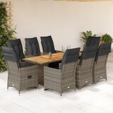 vidaXL 9-dijelni vrtni bistro set od poliratana s jastucima sivi | shoptok.hr