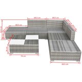  Vrtna sedežna garnitura 6-delna z blazinami poli ratan siva, (20672280) | Shoptok.si