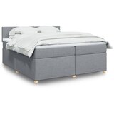 vidaXL Box spring postelja z vzmetnico svetlo siva 200x200 cm blago | Shoptok.si