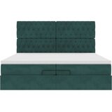  Otomanski posteljni okvir z vzmetnicami zelen 200x200cm žamet, (22053209) | Shoptok.si