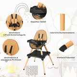  Dječja hranilica 4 u 1 s sigurnosnim pojasom i uklonjivim pladnjem, dječja sjedala, smeđa | shoptok.hr