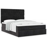  Otomanski posteljni okvir z vzmetnicami črn 140x190cm žamet | Shoptok.si