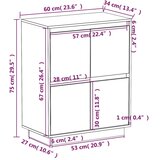  Komoda bijela 60 x 34 x 75 cm od masivne borovine | shoptok.hr