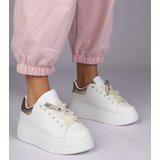 Gemre White sneakers with a golden insert and stiletto with rhinestones Floura | Shoptok.si