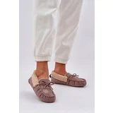 PH2 Ladies Moccasins Slippers With Fur Dark Beige Kleogoria