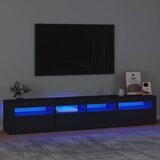 vidaXL TV omarica z LED lučkami črna 210x35x40 cm Cene