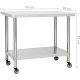 vidaXL Kuhinjski radni stol s kotačima 80x60x85 cm nehrđajući čelik | shoptok.hr