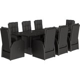  9-dijelni vrtni blagovaonski set s jastucima crni od poliratana | shoptok.hr