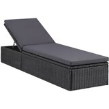 Maison Chic Ležalnik - Sončna ležalnik iz poli ratana črn in temno siv, (22042854) | Shoptok.si