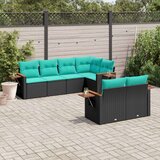vidaXL Vrtna sedežna garnitura 7-delna z blazinami črn poli ratan, (21093808) | Shoptok.si