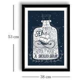 Wallity 3853NISCT-001 whitenavy blue decorative framed mdf painting | Eponuda.com