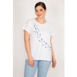 Şans Women's Bone Plus Size Cotton Fabric Front Printed Blouse | ePonuda.com