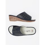 Shelvt Women's navy blue wedge flip-flops | Shoptok.si