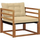  Set vanjskih sofa Čvrsto drvo akacije i Textilene Prirodna - Prirodno i bež vodoravne letvice | shoptok.hr