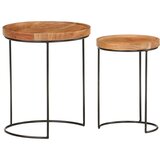 vidaXL 2-dijelni set stolića za kavu masivno bagremovo drvo i čelik | shoptok.hr