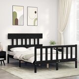 vidaXL Okvir kreveta s uzglavljem crni 140 x 190 cm od masivnog drva Cijene