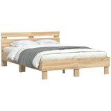  Okvir za krevet s uzglavljem i LED boja hrasta sonome 135x190cm | shoptok.hr