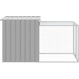  Kavez za kokoši s ograđenim prostorom svijetlo sivi 110x201x110 cm pocinčani čelik | shoptok.hr