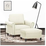 vidaXL Fotelj s stolčkom za noge krem 60 cm žamet | Shoptok.si