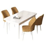 Hanah home arp - white, cappuccino whitecappuccino dining table & chairs set (5 pieces) | Eponuda.com