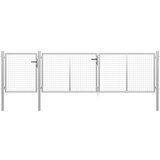 vidaXL vrtna vrata jeklena 400x100 cm srebrna | Shoptok.si