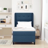 Box Spring Krevet s Madracem Plavi 90x200 cm Tkanina | shoptok.hr