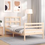 Maison Chic Posteljni okvir - Enojna postelja - Postelja za odrasle z vzglavjem trden les-J16557, (21759181) | Shoptok.si