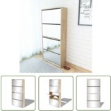 The Living Store Omarica za čevlje 4-nadstropna z ogledali hrast 63x17x134 cm - Omarica Za Čevlje, (21744536) | Shoptok.si