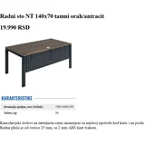 Radni sto NT 140x70 tamni orah/antracit