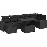 vidaXL Vrtna sedežna garnitura 8-delna z blazinami črn poli ratan | Shoptok.si