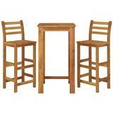  3-dijelni vrtni barski set od masivnog bagremovog drva Smeđa 60 cm table length | shoptok.hr