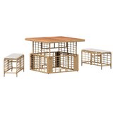  Komplet za jedilnico v vrtu z blazino 3 pcs Naravna in bela, (5000271324) | Shoptok.si