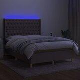  box spring s madracem LED smeđesivi 140x200 cm tkanina | shoptok.hr