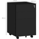  Mobilni ormar za spise s 3 ladice zaključavajući se na kotačićima 37 cm x 43 5 cm x 60 cm crni | shoptok.hr