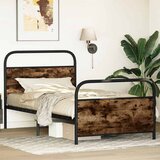  Okvir kreveta bez madraca dimljena boja hrasta 100x200cm drveni | shoptok.hr