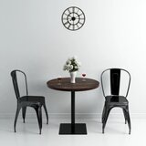 vidaXL Bistro miza mediapan in jeklo okrogla 80x75 cm temna jesenovina | Shoptok.si