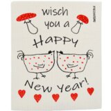 OWOSCHFETZN Gobasta krpa "Happy New Year" - Kokoš Berta, rdeča | Shoptok.si