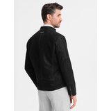 Ombre Men's retro-style biker jacket with stand-up collar - black | Shoptok.si