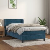 The Living Store Box spring postelja z vzmetnico temno moder 90x190 cm žamet - Box Spring Postelja, (21492411) Cene