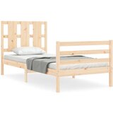 Maison Chic Posteljni okvir - Enojna postelja - Postelja za odrasle z vzglavjem 100x200 cm trden les-J9255, (21772944) | Shoptok.si