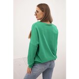 Kesi Women's blouse with v-neck and embroidered flower green | shoptok.hr